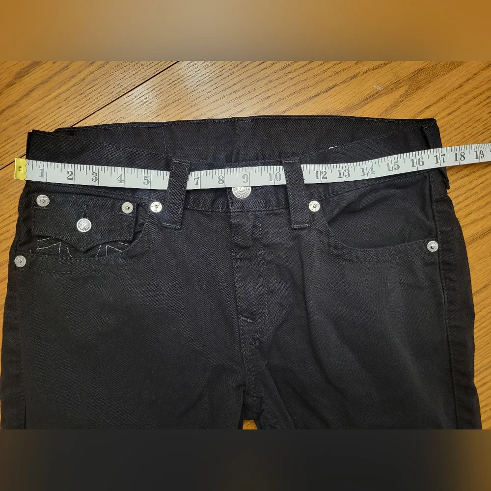 True Religion Section Straight Leg Jeans with Flap Pockets Black Size 32 Waist